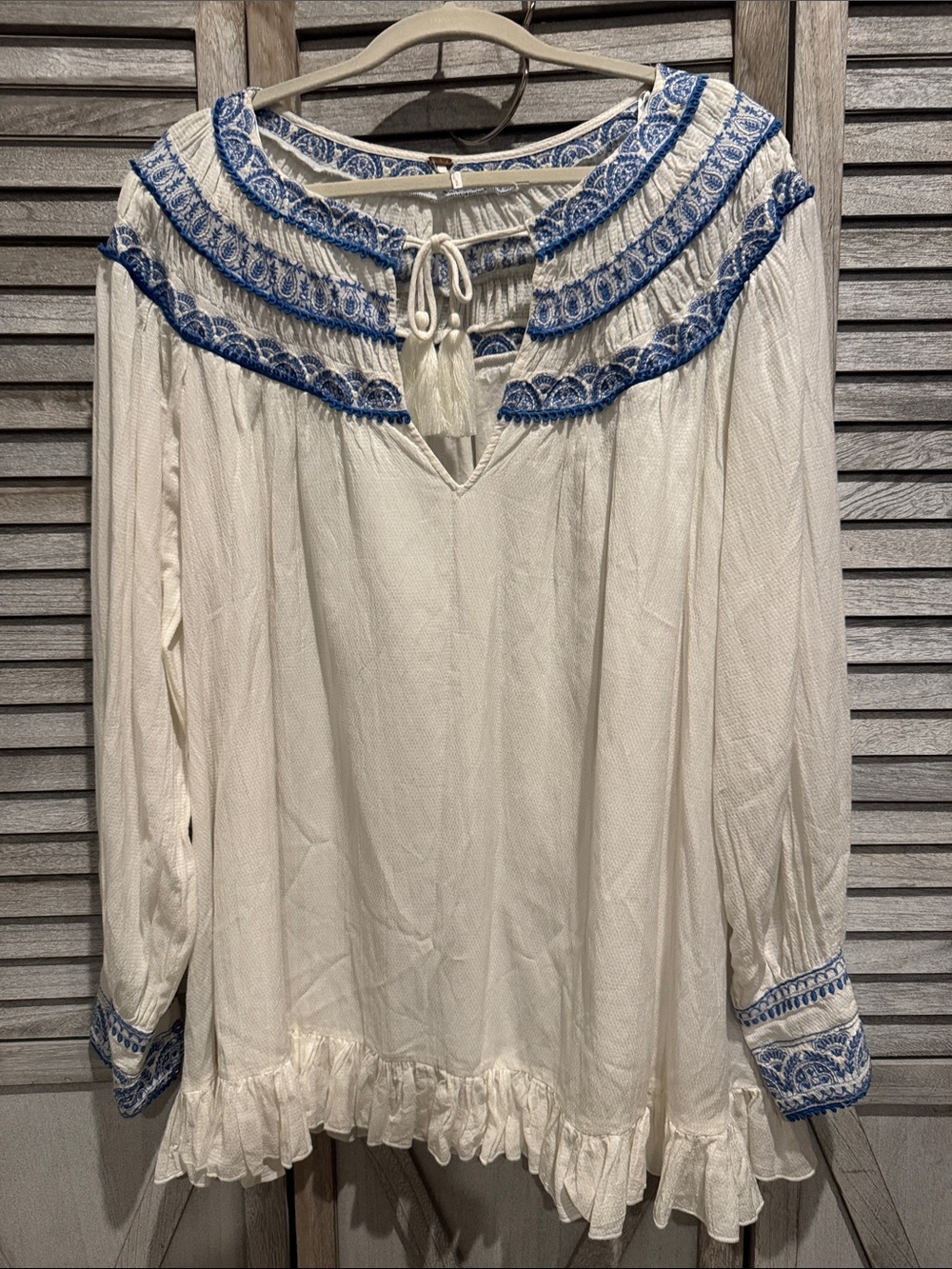 Free People Erin Ivory Embroidered Dress longSleeve